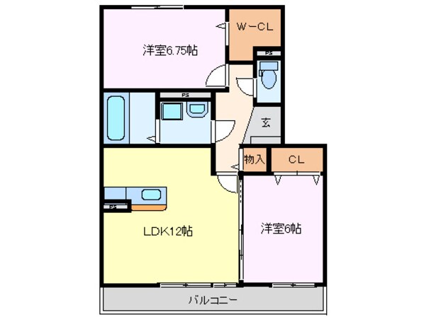 リビングタウン鈴鹿旭が丘Ａ棟の物件間取画像